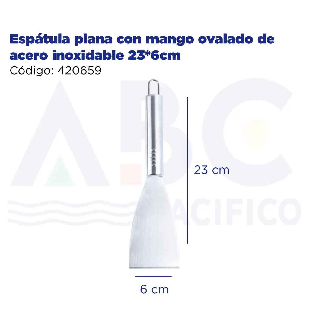 Espátula plana con mango ovalado de acero inoxidable 23*6cm