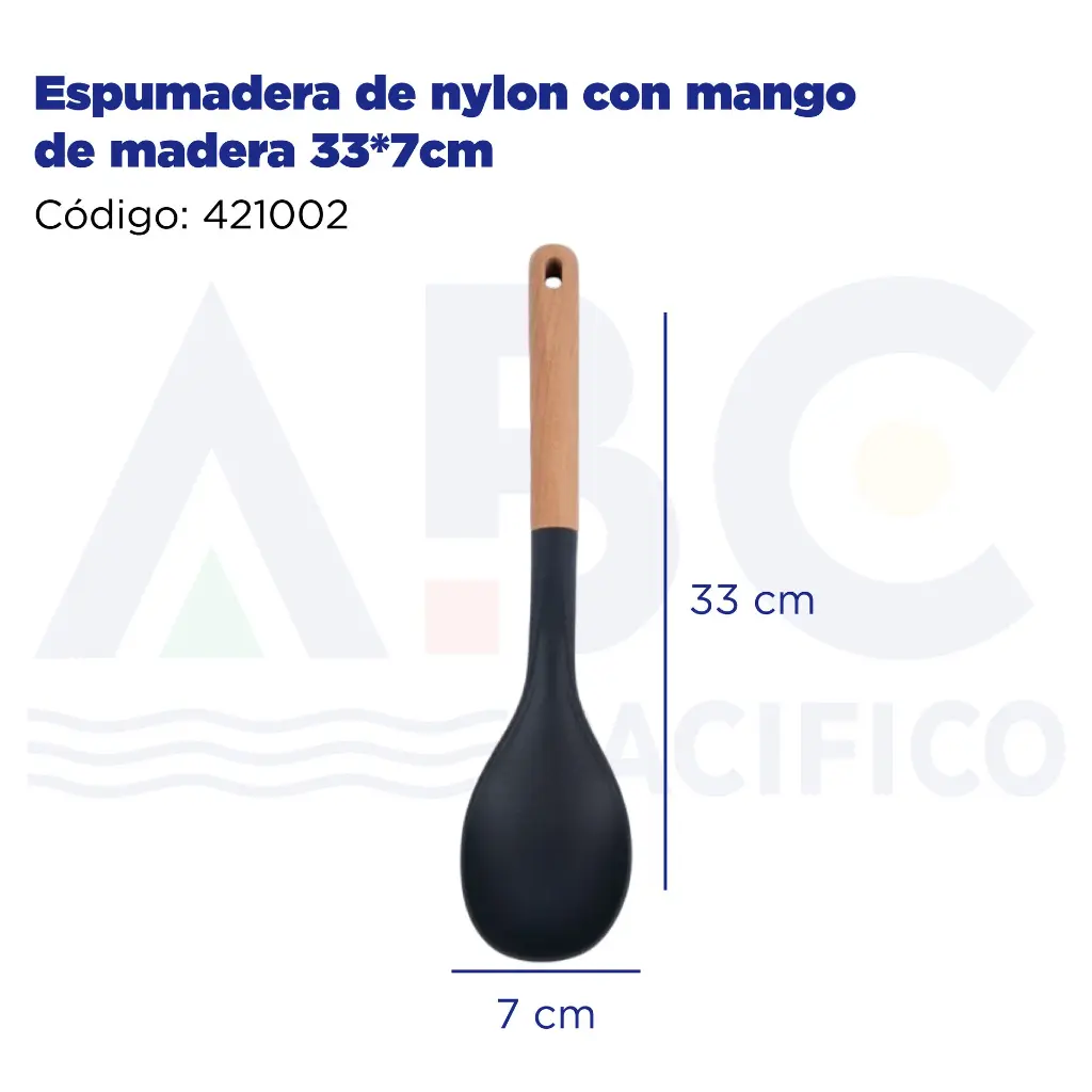Espumadera de nylon con mango de madera 33*7cm