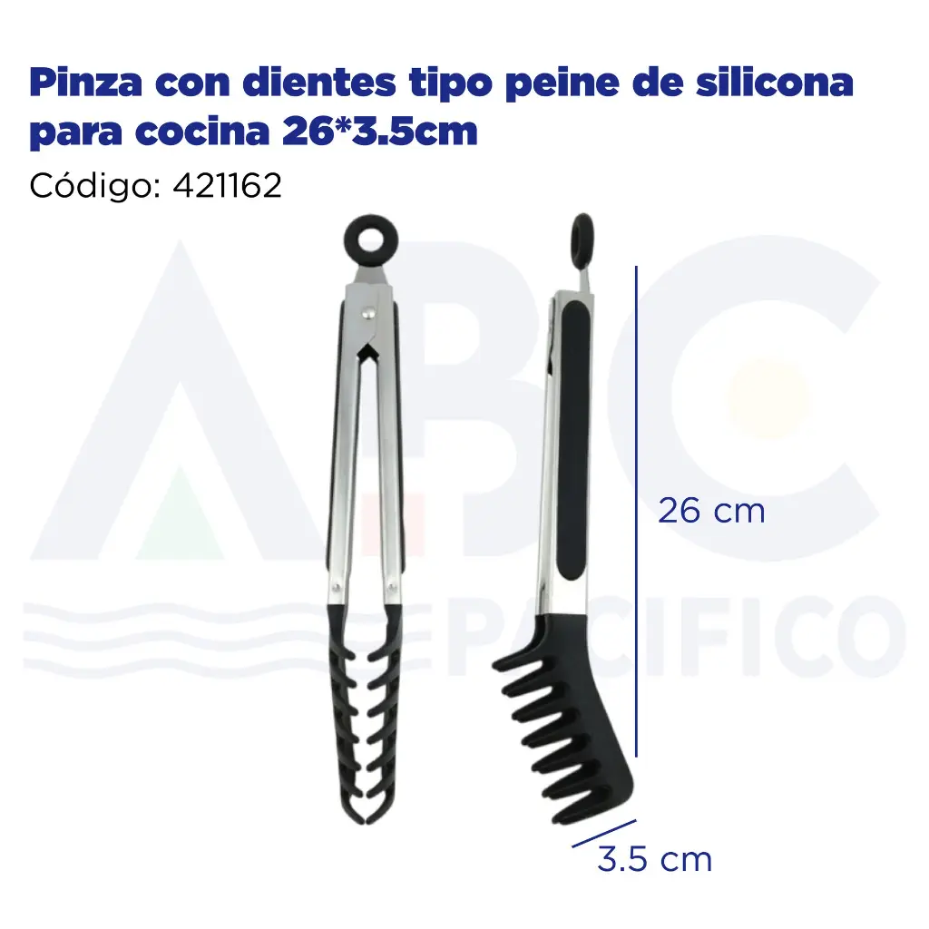 Pinza con dientes tipo peine de silicona para cocina 26*3.5cm