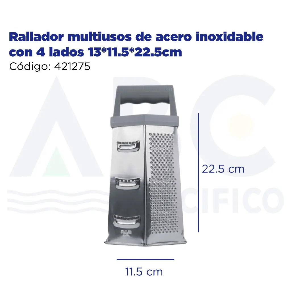 Rallador multiusos de acero inoxidable con 4 lados 13*11.5*22.5cm