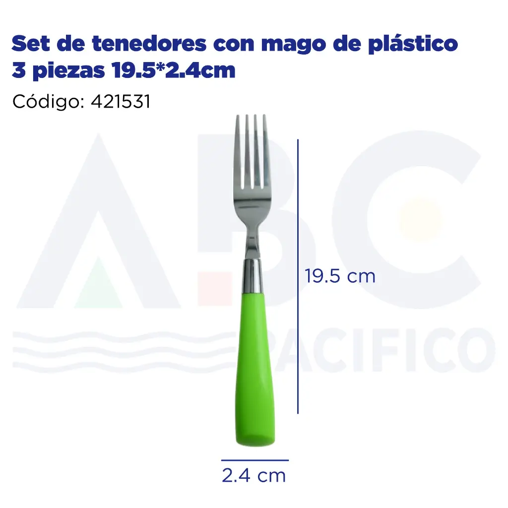Set de tenedores con mago de plástico 3 piezas 19.5*2.4cm