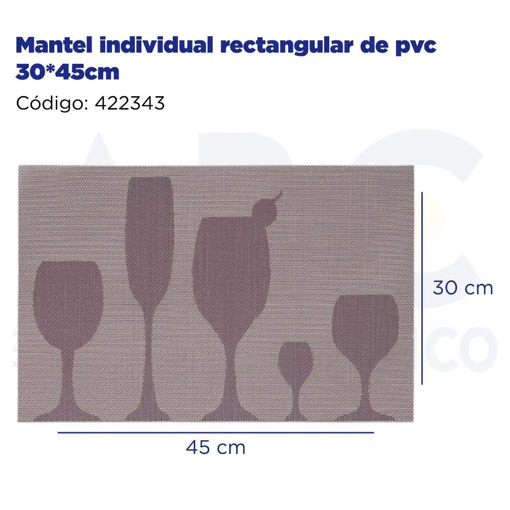 Mantel individual rectangular de pvc 30*45cm