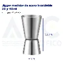 Jigger medidor de acero inoxidable 20 y 40ml
