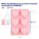 Molde de silicona para pastel con figuras de corazón 6 cavidades