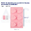 Molde de silicona para pastel con figuras de corazón 6 cavidades