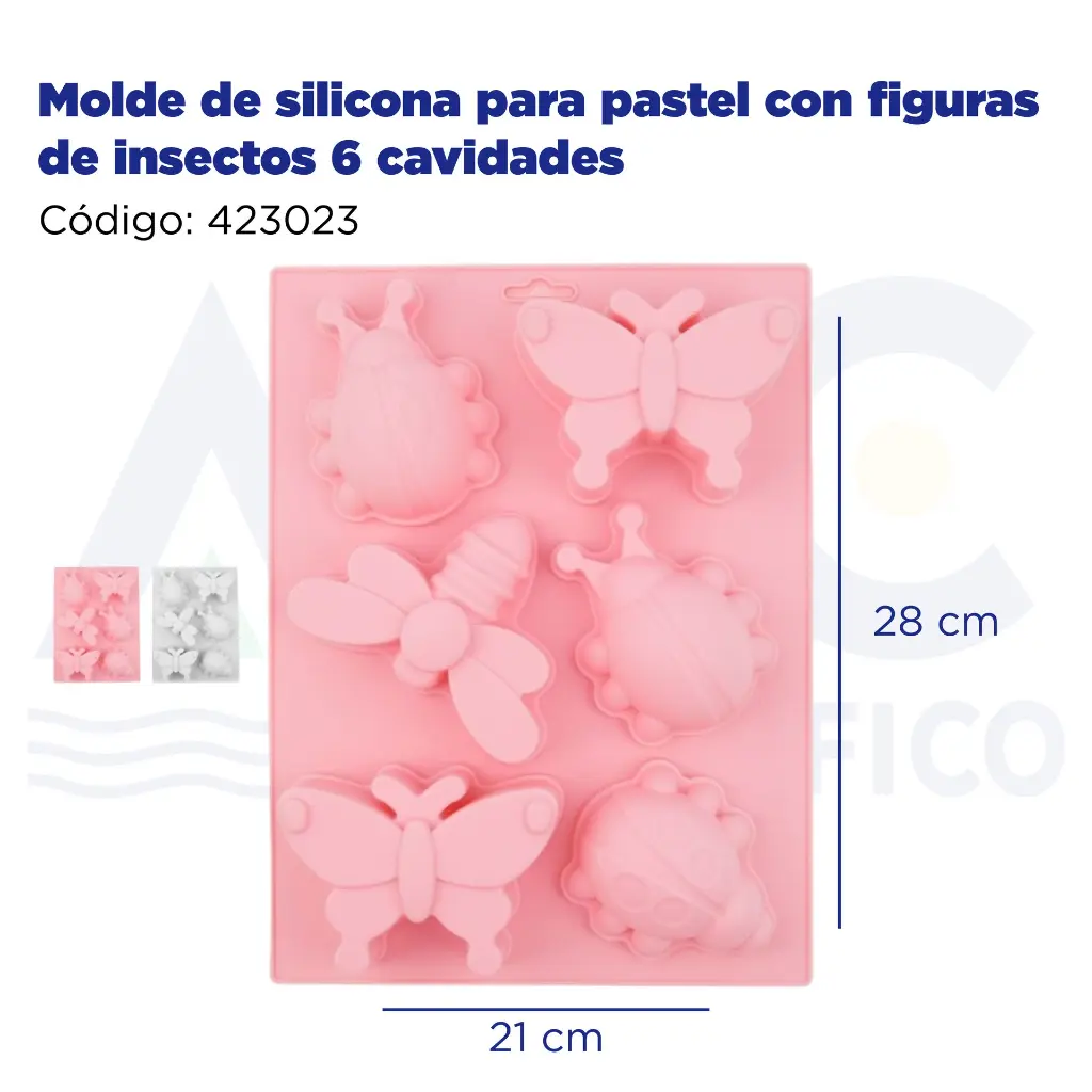 Molde de silicona para pastel con figuras de insectos 6 cavidades