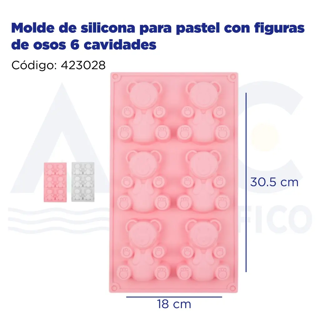 Molde de silicona para pastel con figuras de osos 6 cavidades
