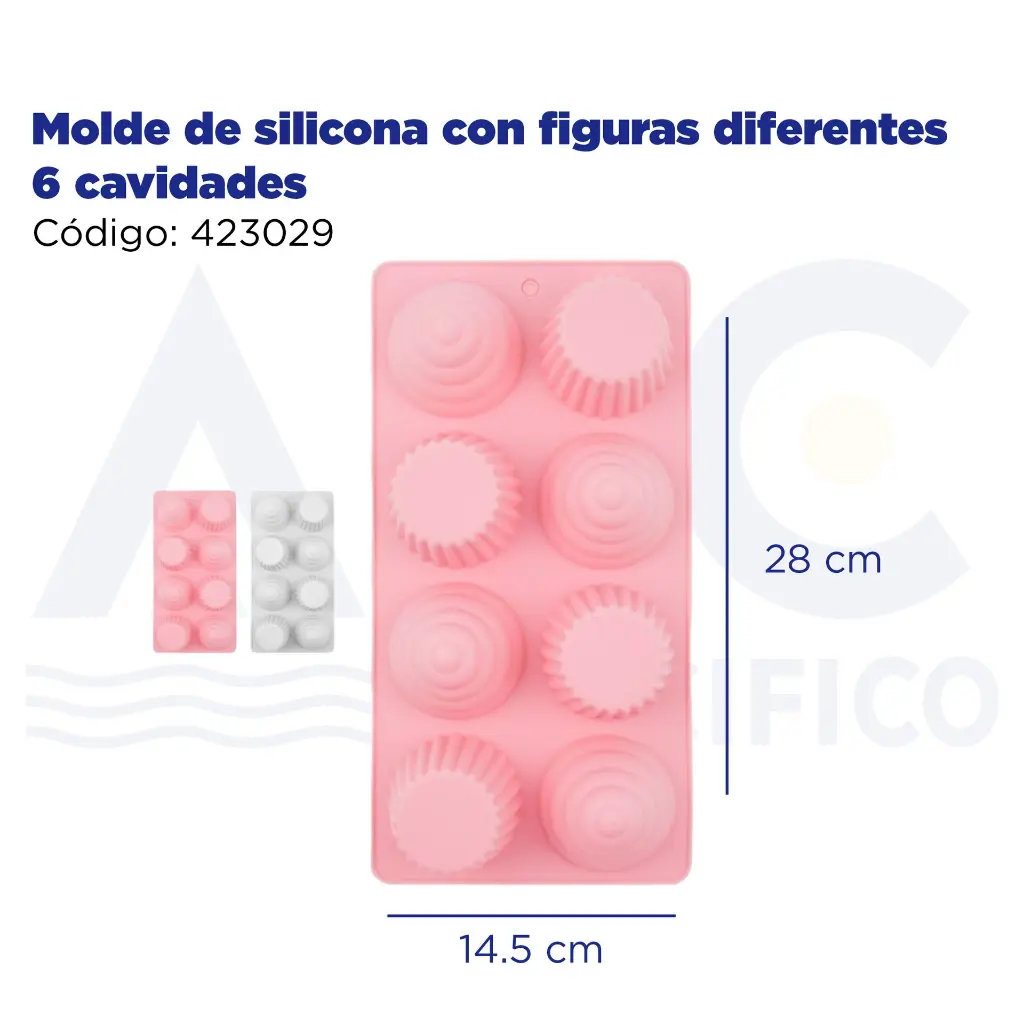 Molde de silicona con figuras diferentes 6 cavidades