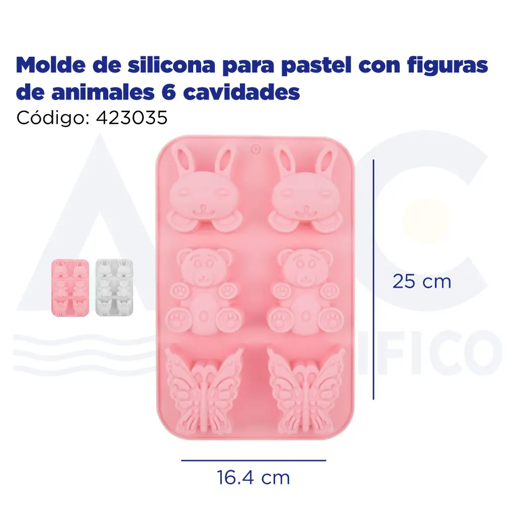 Molde de silicona para pastel con figuras de animales 6 cavidades