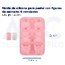 Molde de silicona para pastel con figuras de animales 6 cavidades