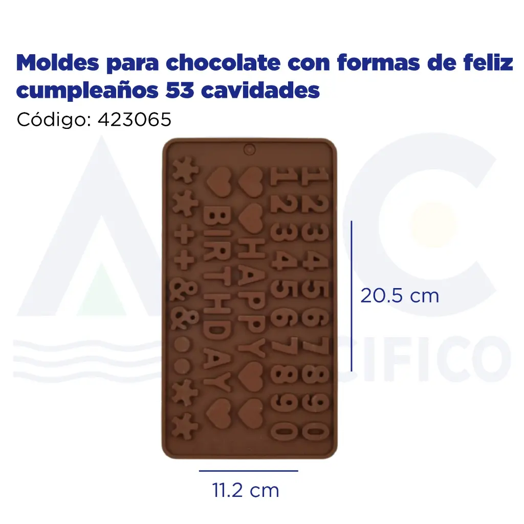 Moldes para chocolate con formas de feliz cumpleaños 53 cavidades