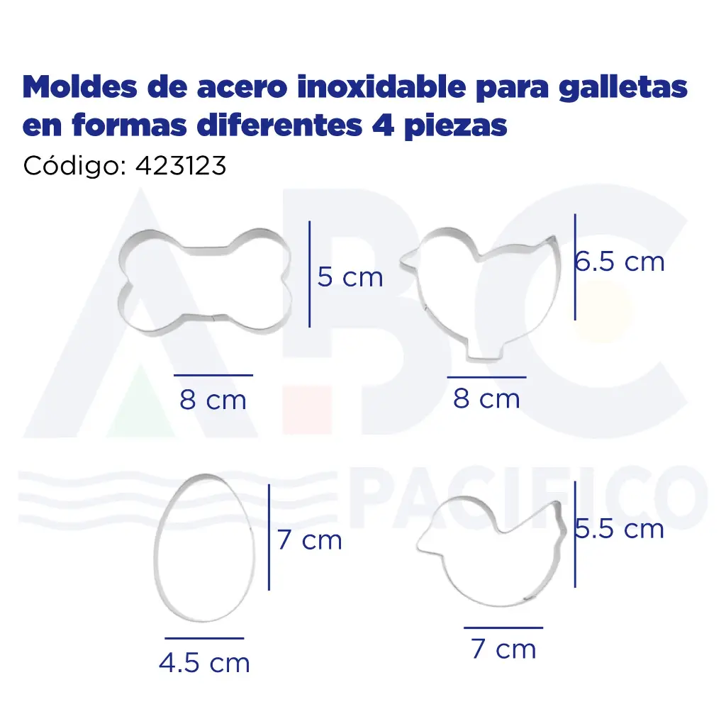 Moldes de acero inoxidable para galletas en formas diferentes 4 piezas