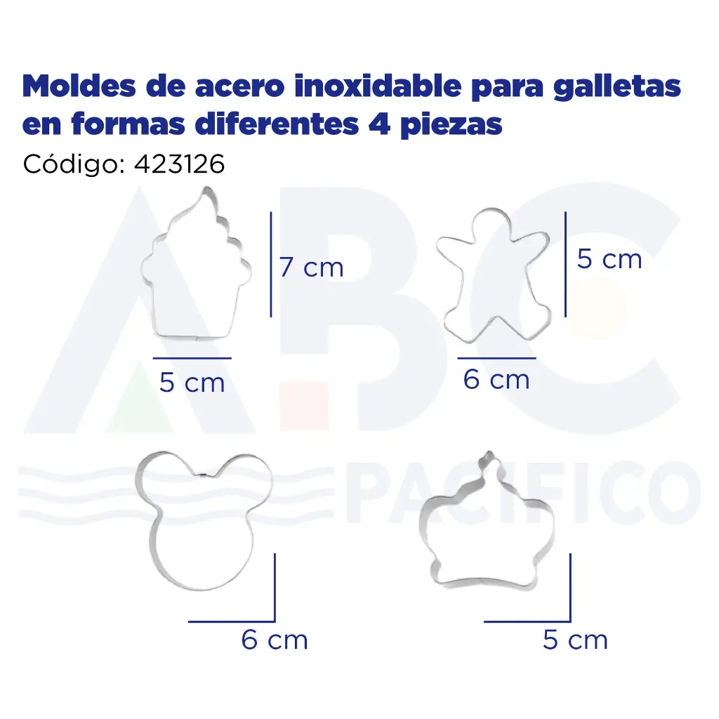 Moldes de acero inoxidable para galletas en formas diferentes 4 piezas