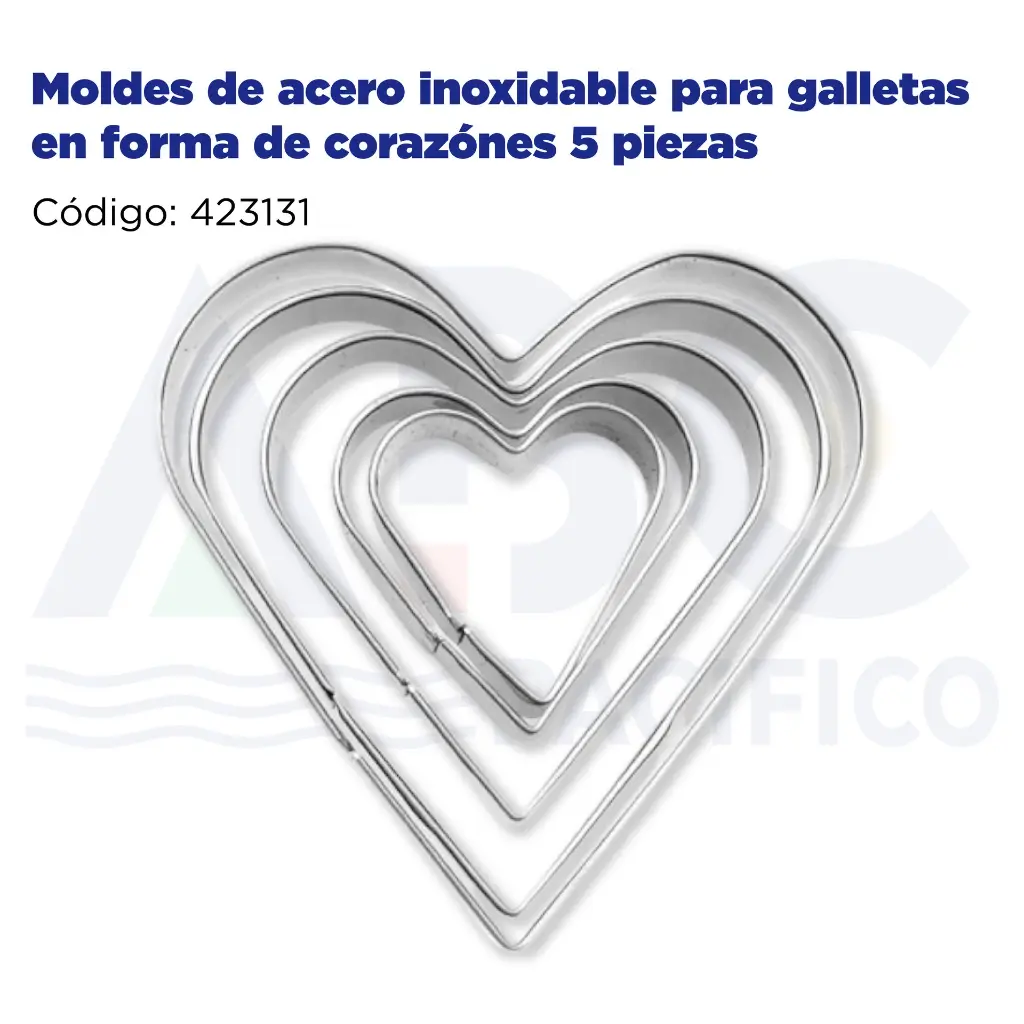 Moldes de acero inoxidable para galletas en forma de corazónes 5 piezas