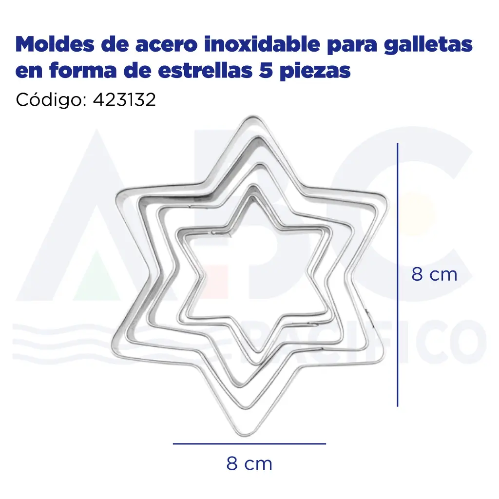 Moldes de acero inoxidable para galletas en forma de estrellas 5 piezas