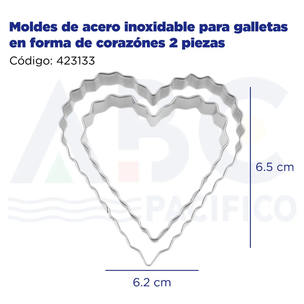 Moldes de acero inoxidable para galletas en forma de corazónes 2 piezas
