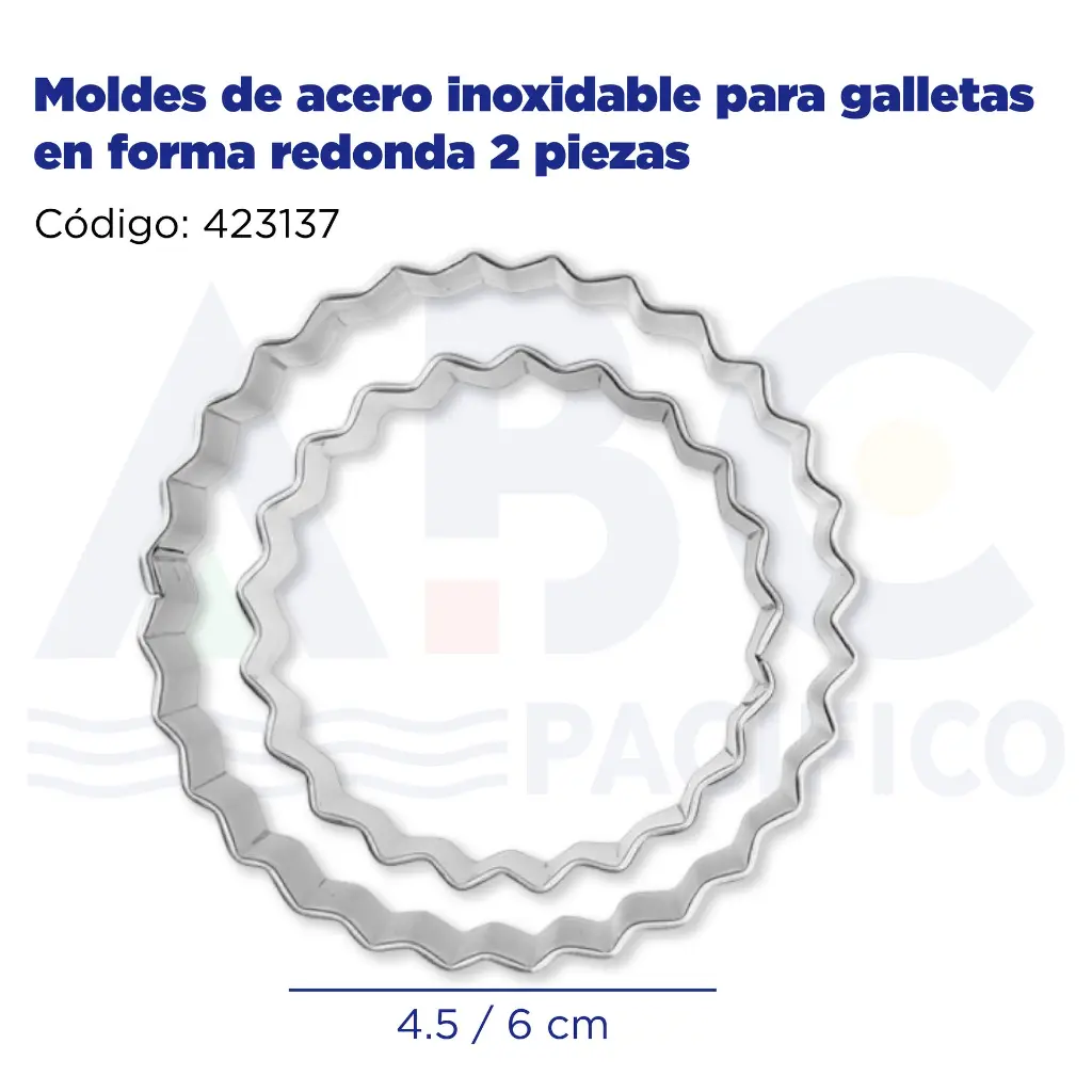 Moldes de acero inoxidable para galletas en forma redonda 2 piezas