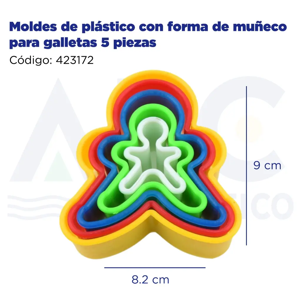 Moldes de plástico con forma de muñeco para galletas 5 piezas