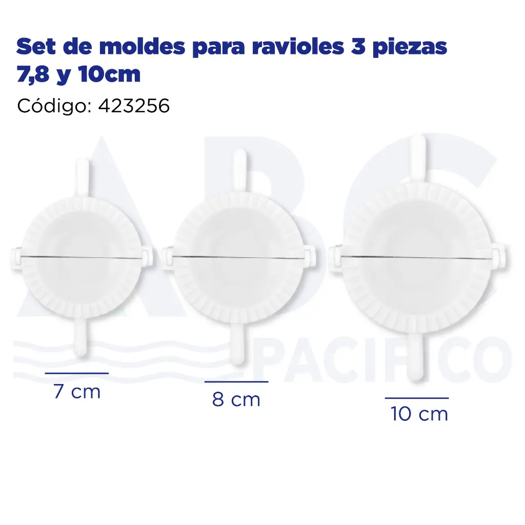 Set de moldes para ravioles 3 piezas 7,8 y 10cm