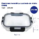 Fiambrera hermética cuadrado de vidrio 370ML