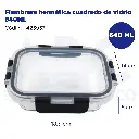 Fiambrera hermética cuadrado de vidrio 640ML