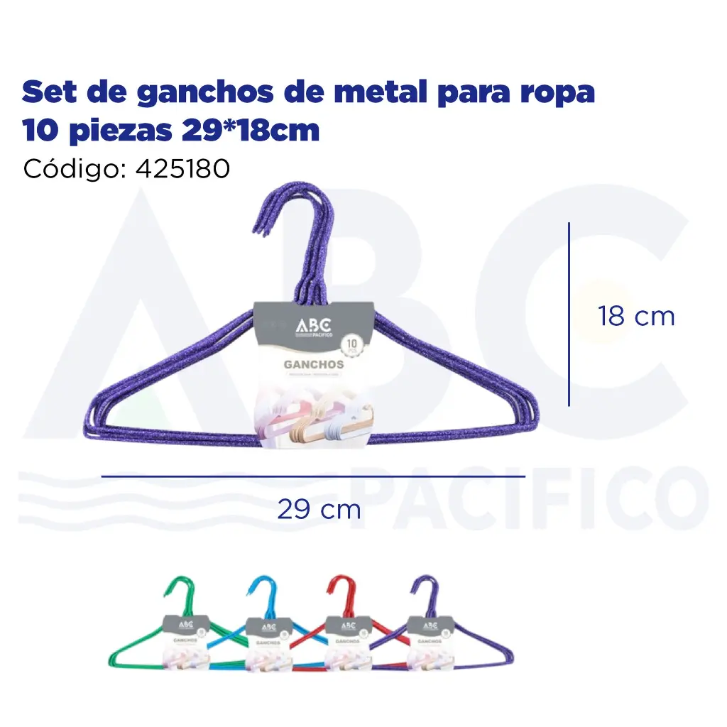 Set de ganchos de metal para ropa 10 piezas 29*18cm