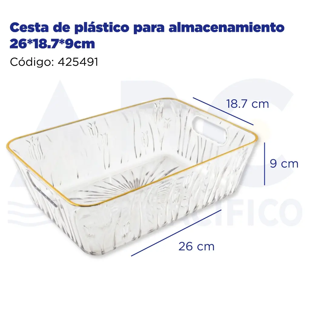 Cesta de plástico para almacenamiento 26*18.7*9cm