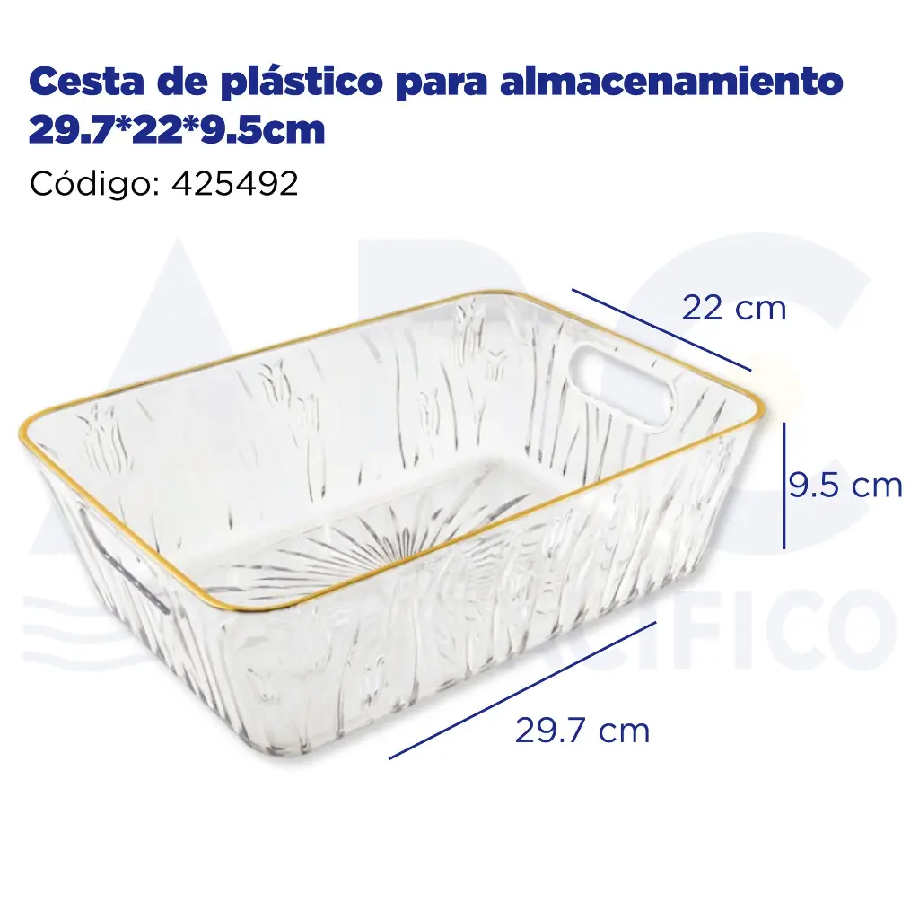 Cesta de plástico para almacenamiento 29.7*22*9.5cm