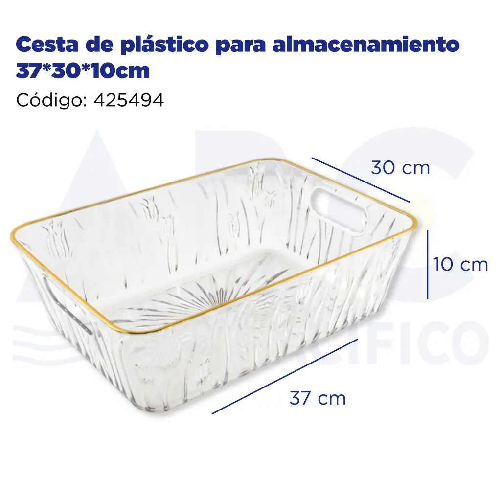 Cesta de plástico para almacenamiento 37*30*10cm