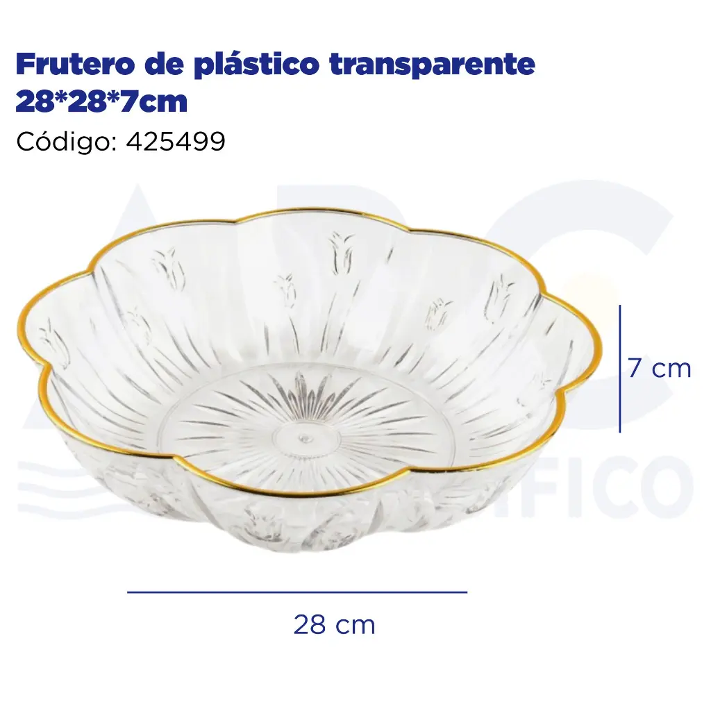 Frutero de plástico transparente 28*28*7cm