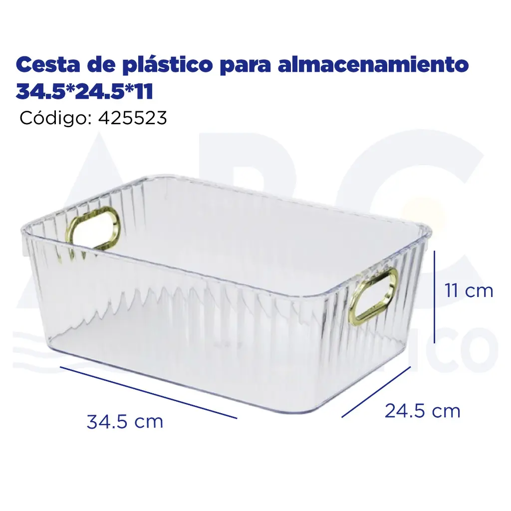 Cesta de plástico para almacenamiento 34.5*24.5*11