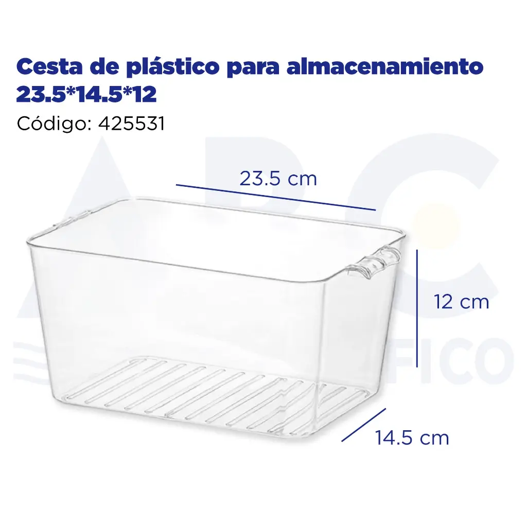 Cesta de plástico para almacenamiento 23.5*14.5*12