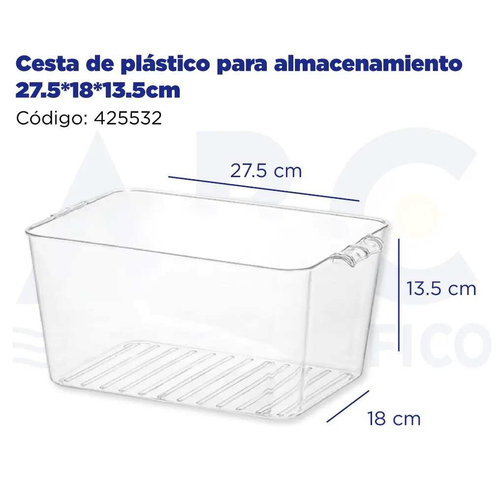 Cesta de plástico para almacenamiento 27.5*18*13.5cm	