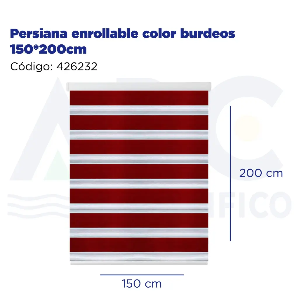 Persiana enrollable color burdeos 150*200cm