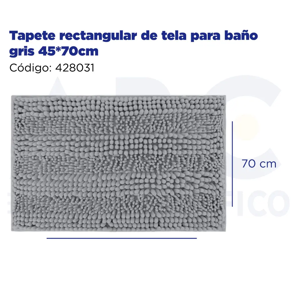 Tapete rectangular de tela para baño gris 45*70cm