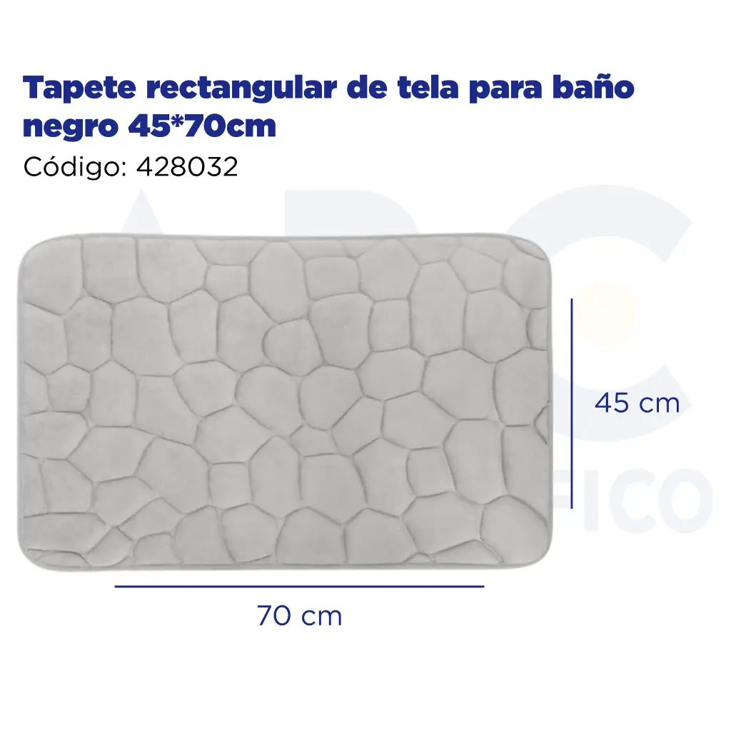 Tapete rectangular de tela para baño gris 45*70cm