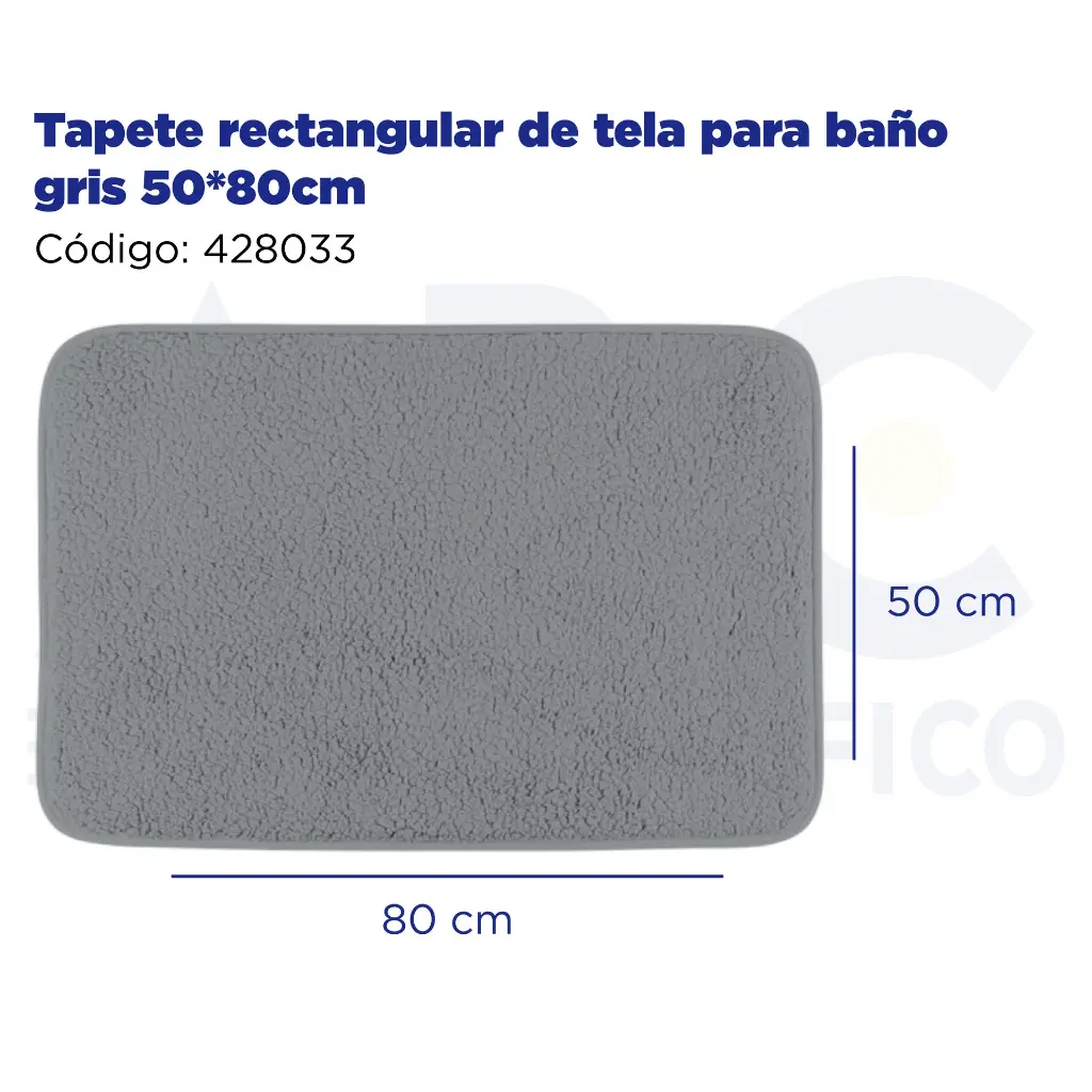 Tapete rectangular de tela para baño gris 50*80cm