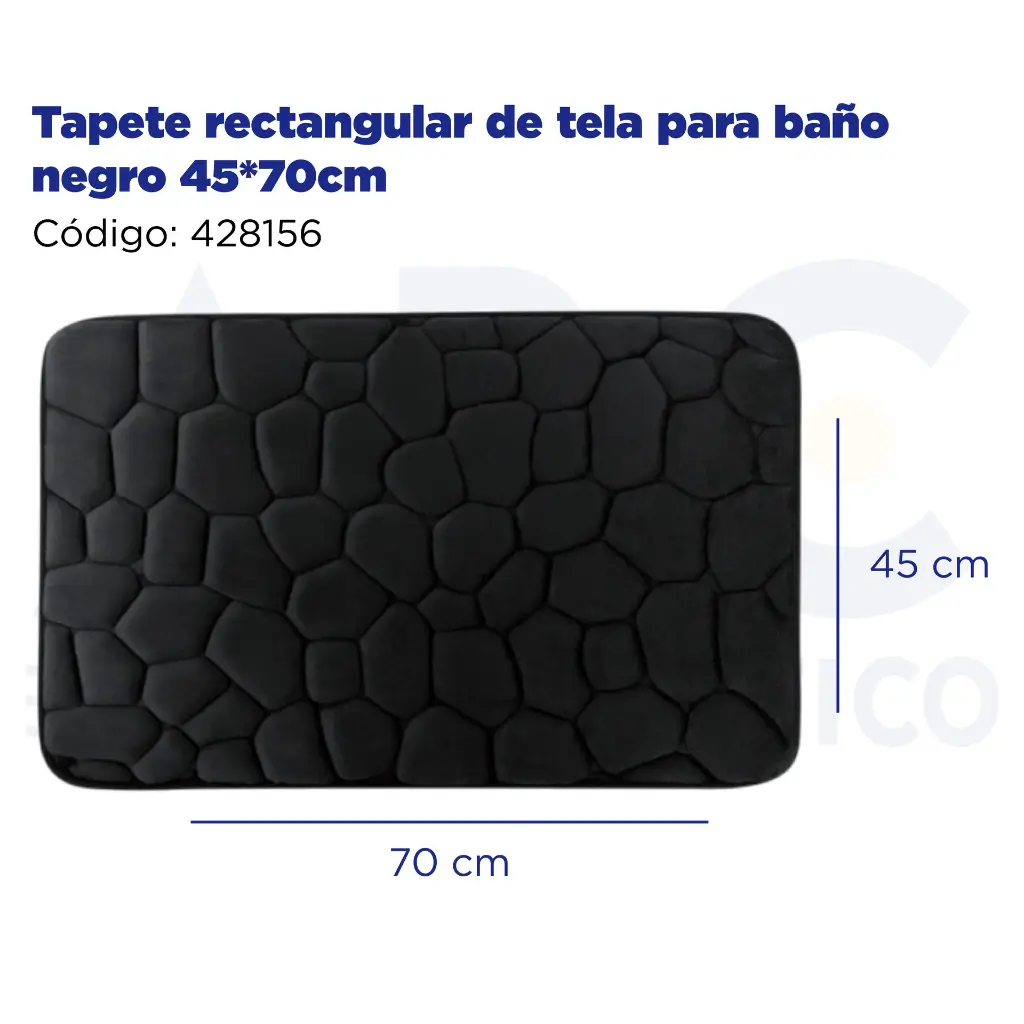 Tapete rectangular de tela para baño negro 45*70cm