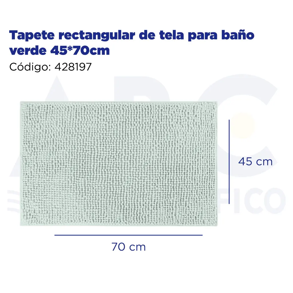 Tapete rectangular de tela para baño verde 45*70cm