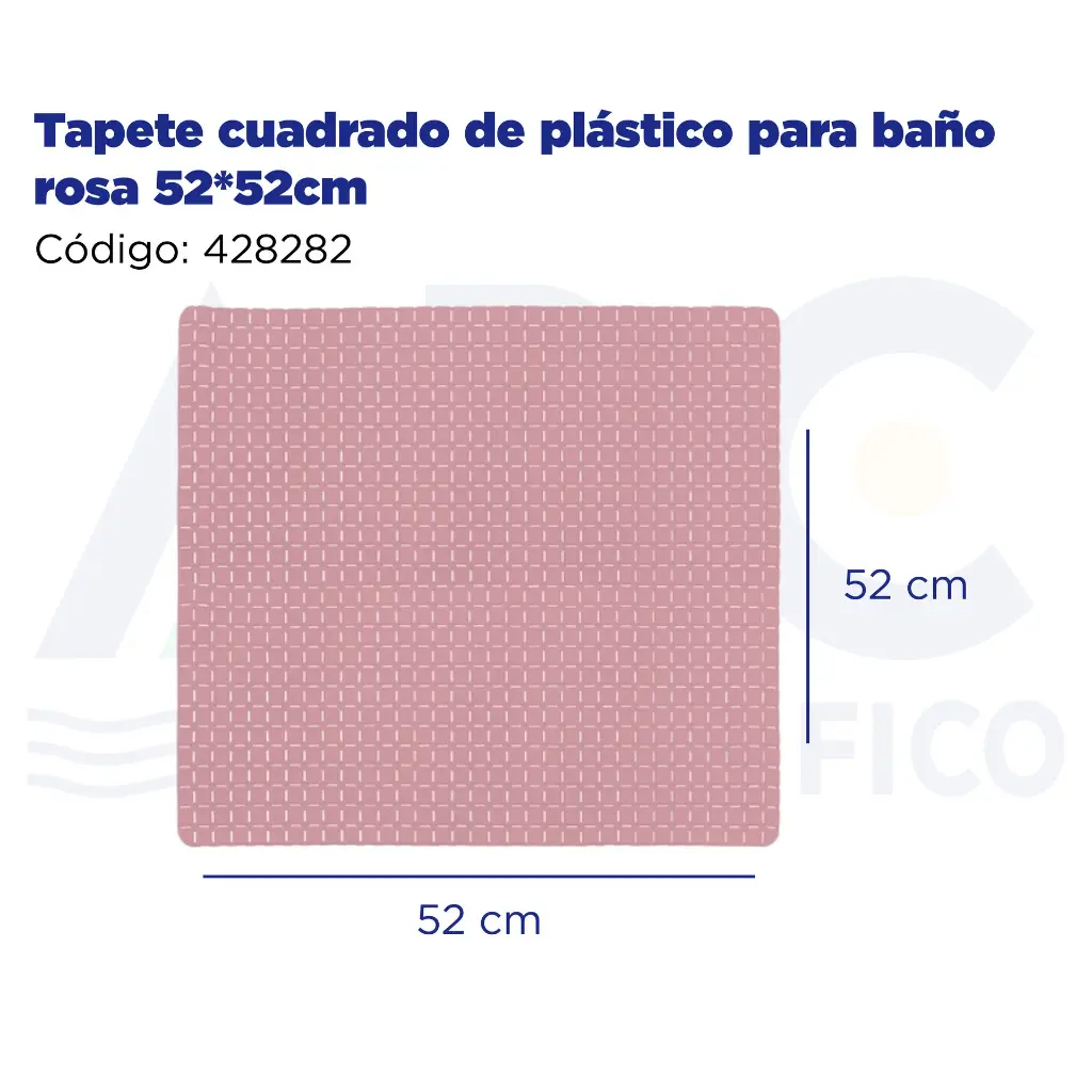 Tapete cuadrado de plástico para baño rosa 52*52cm