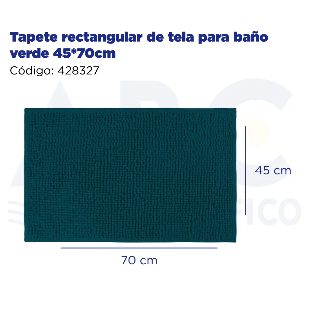 Tapete rectangular de tela para baño verde 45*70cm