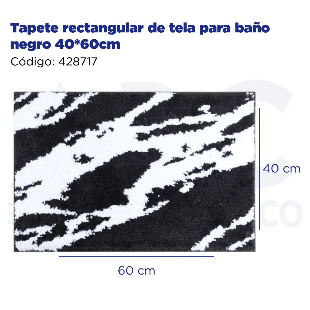 Tapete rectangular de tela para baño negro 40*60cm