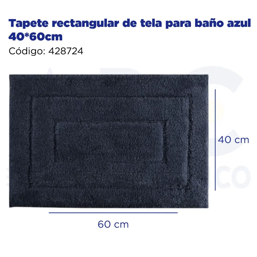 Tapete rectangular de tela para baño azul 40*60cm