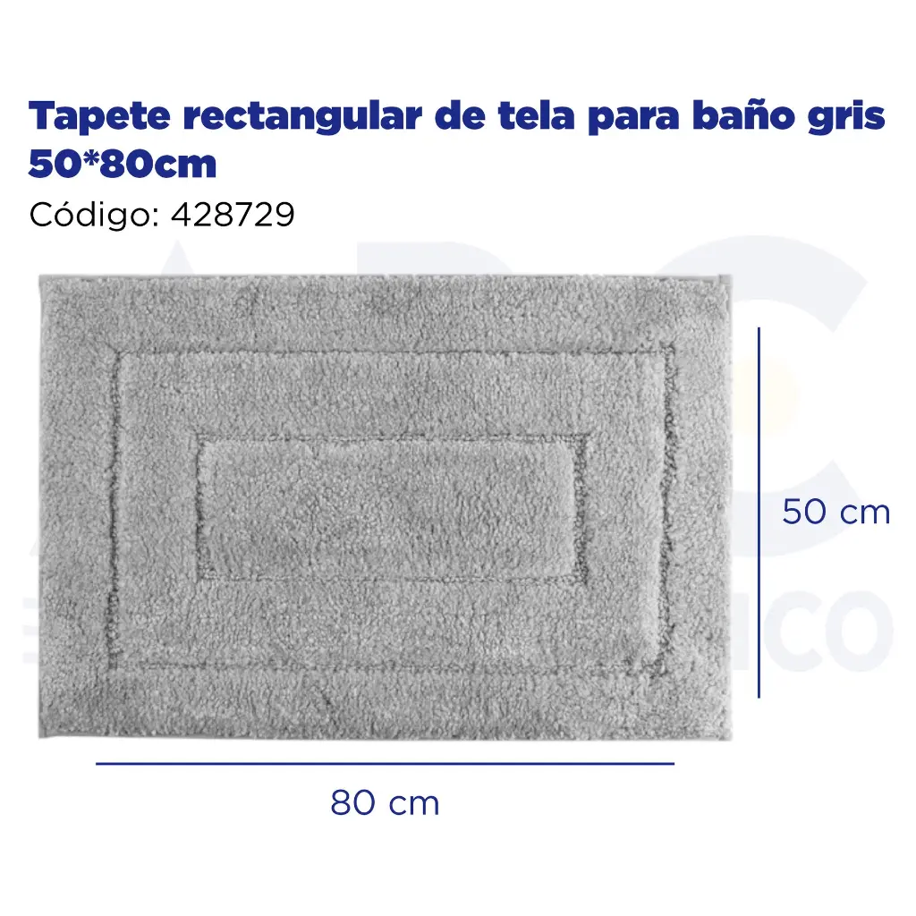Tapete rectangular de tela para baño gris 50*80cm