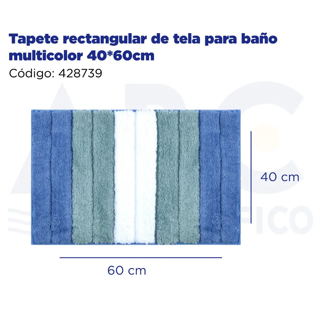 Tapete rectangular de tela para baño multicolor 40*60cm