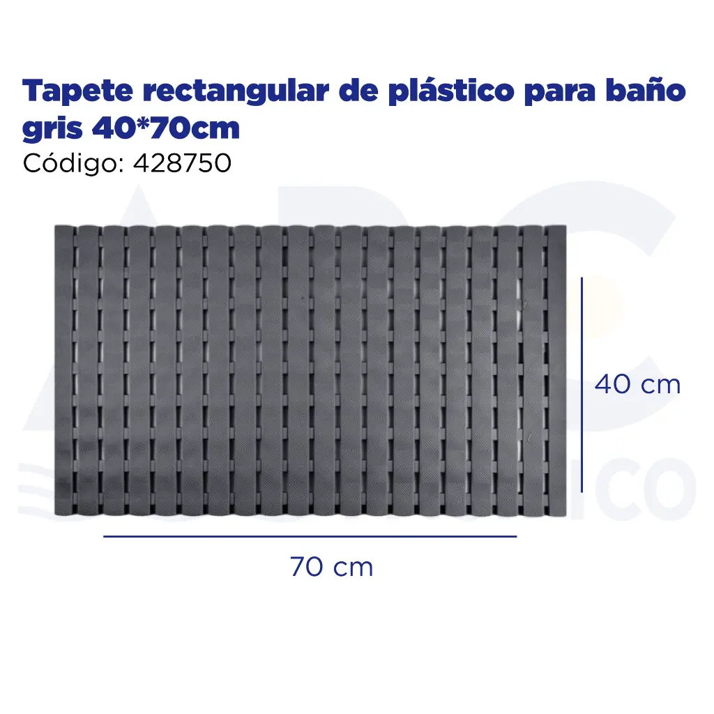 Tapete rectangular de plástico para baño gris 40*70cm