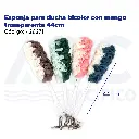 Esponja para ducha bicolor con mango transparente 44cm