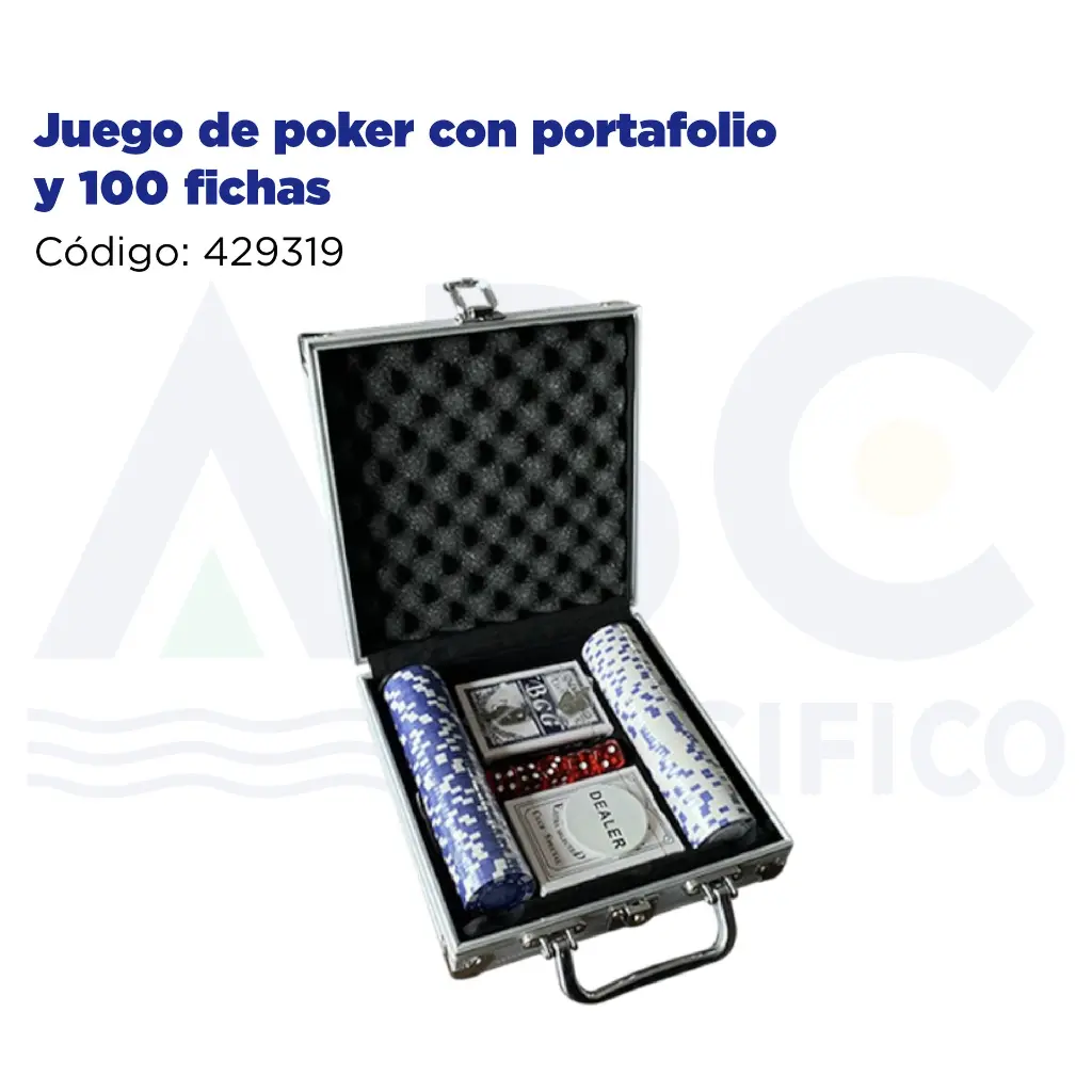 Juego de poker con portafolio y 100 fichas