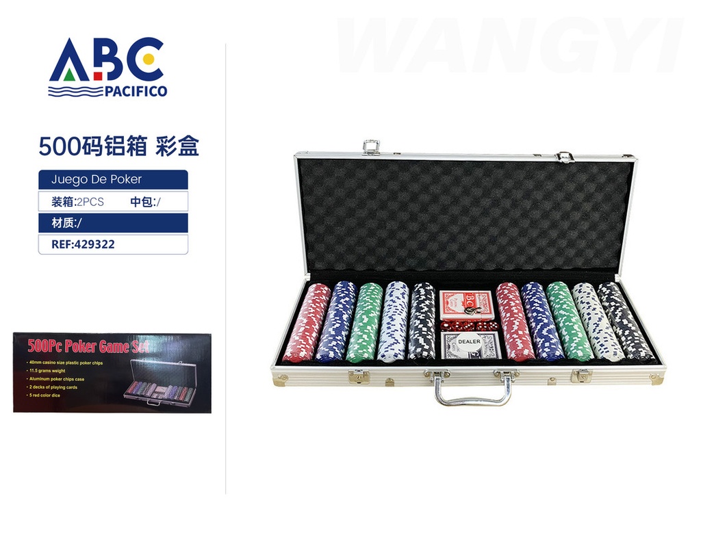 Juego de poker con portafolio y 500 fichas