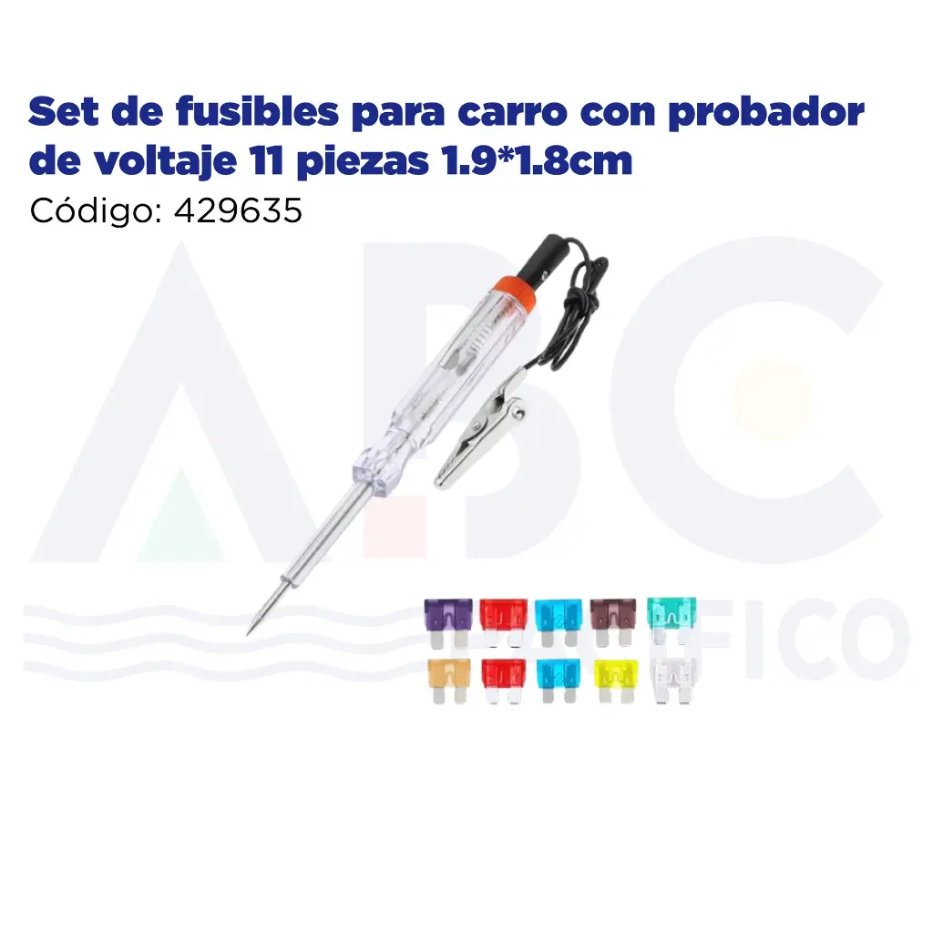 Set de fusibles para carro con probador de voltaje 11 piezas 1.9*1.8cm
